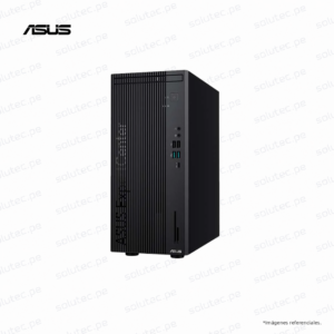 Workstation ASUS de escritorio en vista lateral izquierda con panel frontal visible