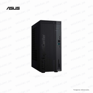 Workstation ASUS de escritorio en vista lateral izquierda con panel frontal visible