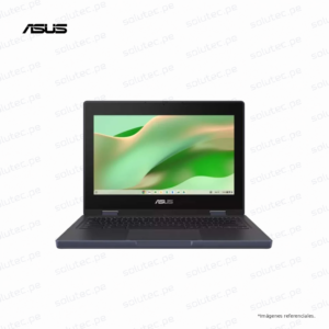 Laptop ASUS Chromebook abierta en vista frontal con pantalla encendida